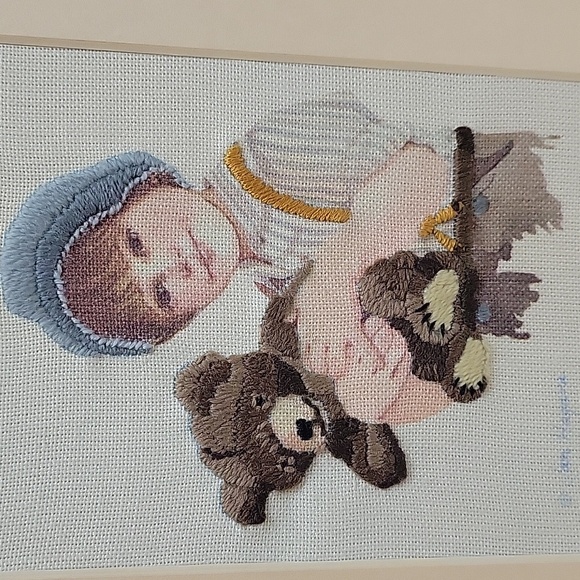 Lot of 2 Jan Hagara Cross Stitch Completed, Wall Hanging Art 11" x 9" Framed - Picture 5 of 17